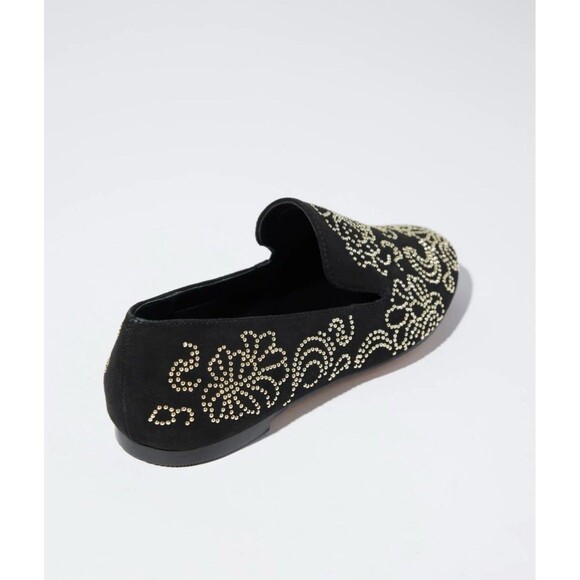New Chico's Embellished Loafers Black Gold Color Metal Studs Loafer Size 9 - Picture 6 of 12